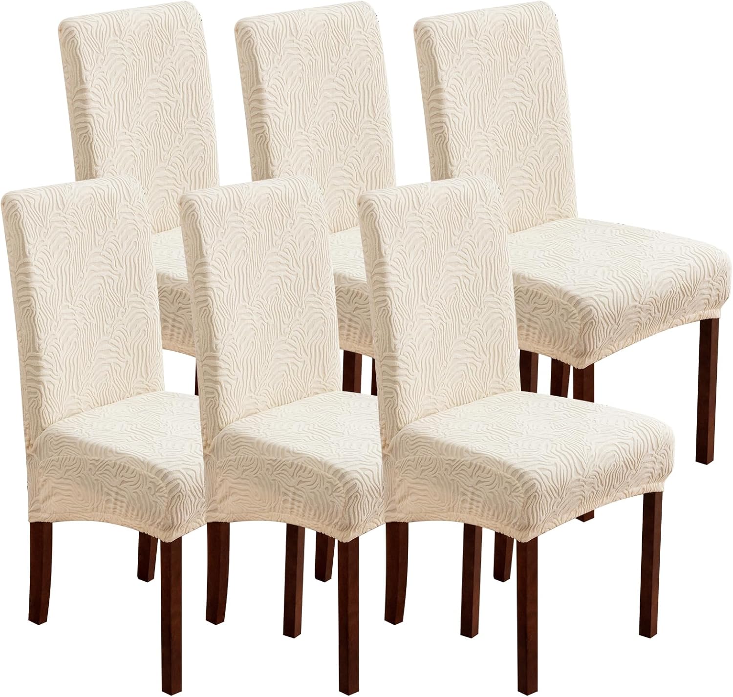 Dining Chair Covers for Stretch Parsons Chairs - 6 Pack Beige