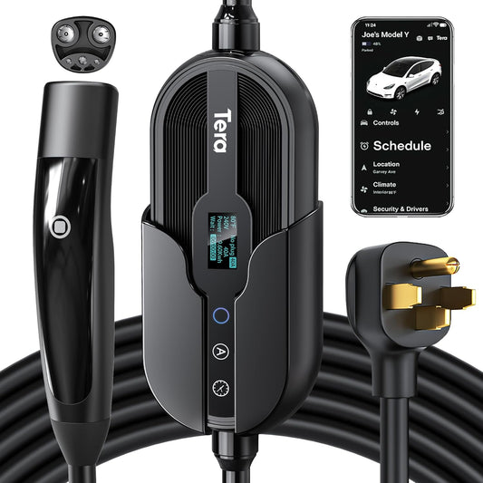 Tera Dual-Use EV Charger: 40A Level 2 Wi-Fi Enabled