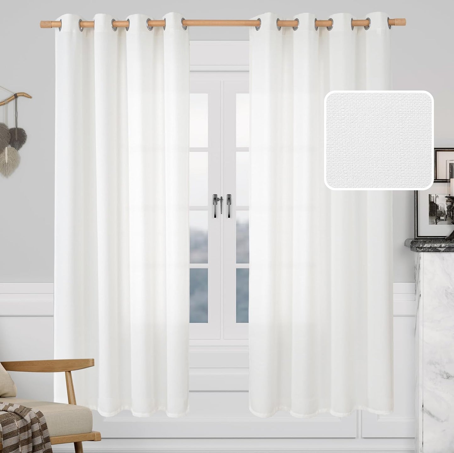 Linen Textured Curtains for Bedroom and Living Room Privacy