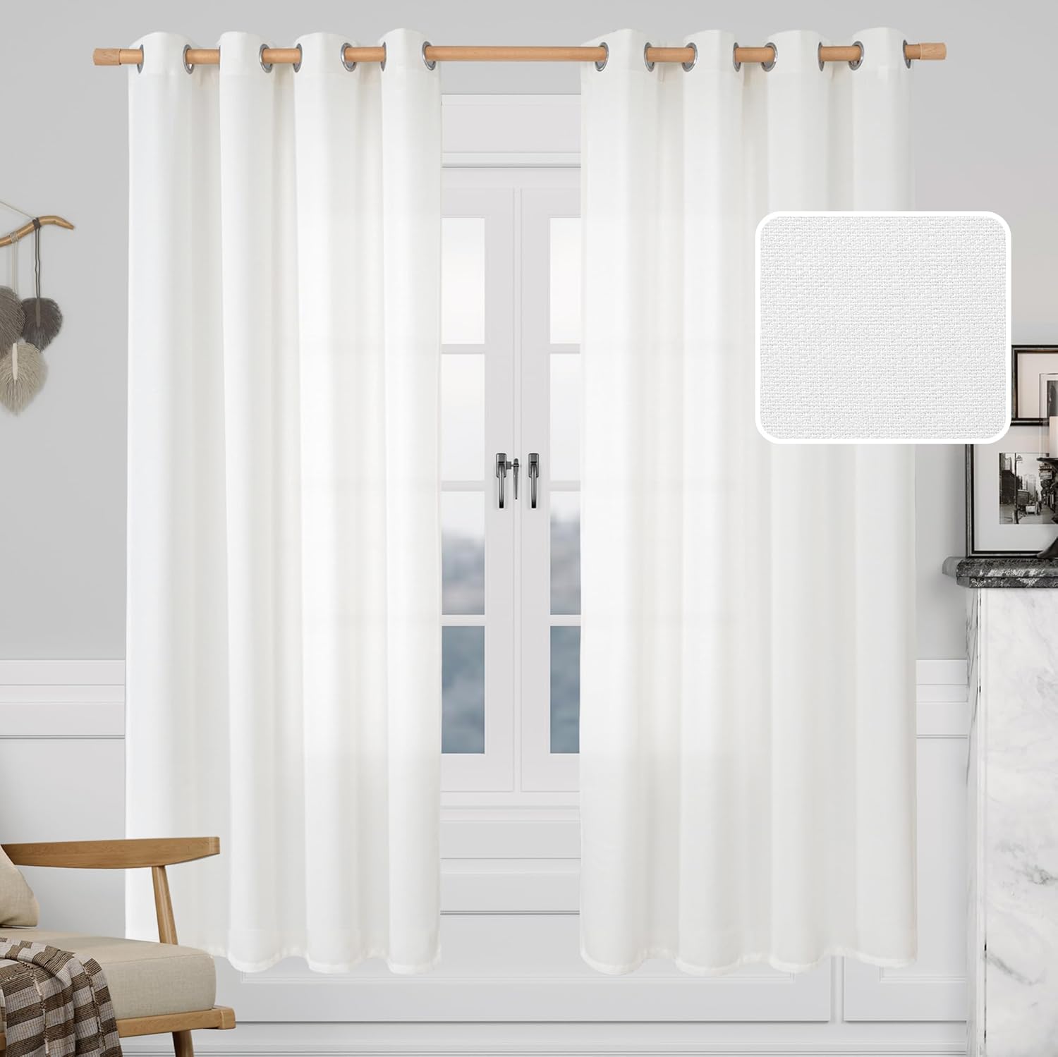 Linen Textured Curtains for Bedroom and Living Room Privacy