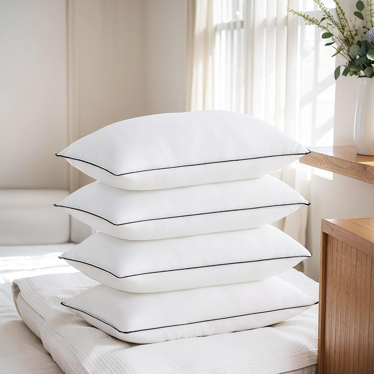 Acanva Queen Size Bed Pillows Set of 4 for Ultimate Comfort