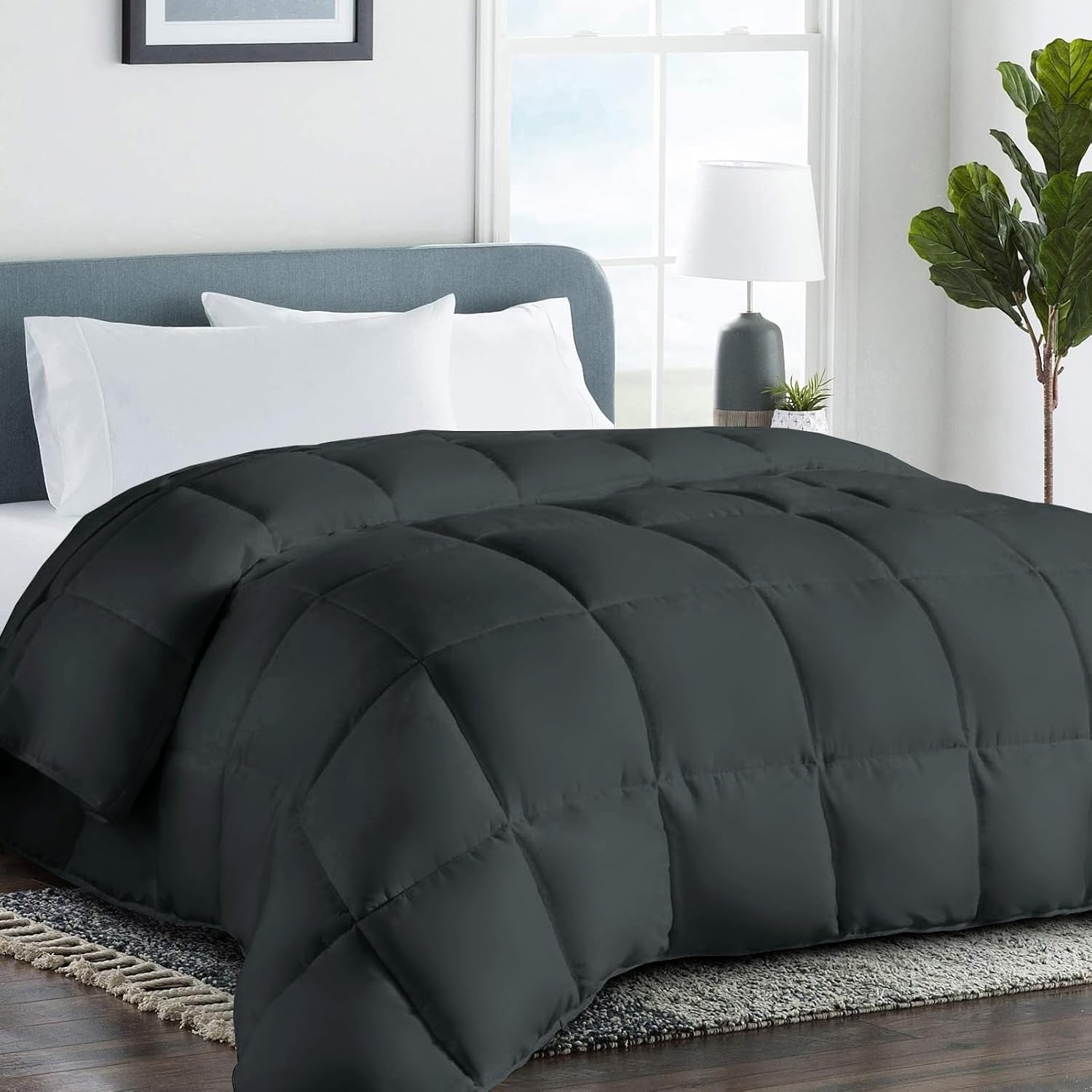 COHOME Quilted Oversized King Size Comforter - Luxury Dark Grey
