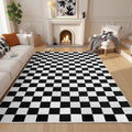 Terrug Black and White Checkered Rug for Living Room, 6x9 Area