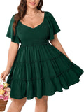 Womens Plus Size Casual Mini Dress Sweetheart Neckline - Flowy Fit are