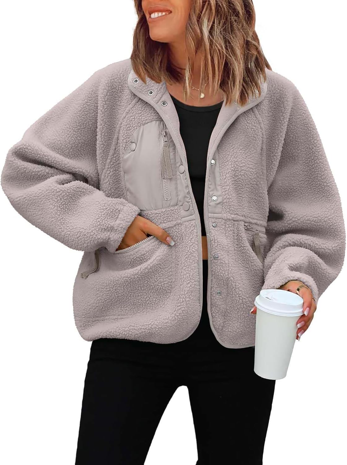 ReachMe Womens Sherpa Jacket: Cozy Fleece for Winter Style