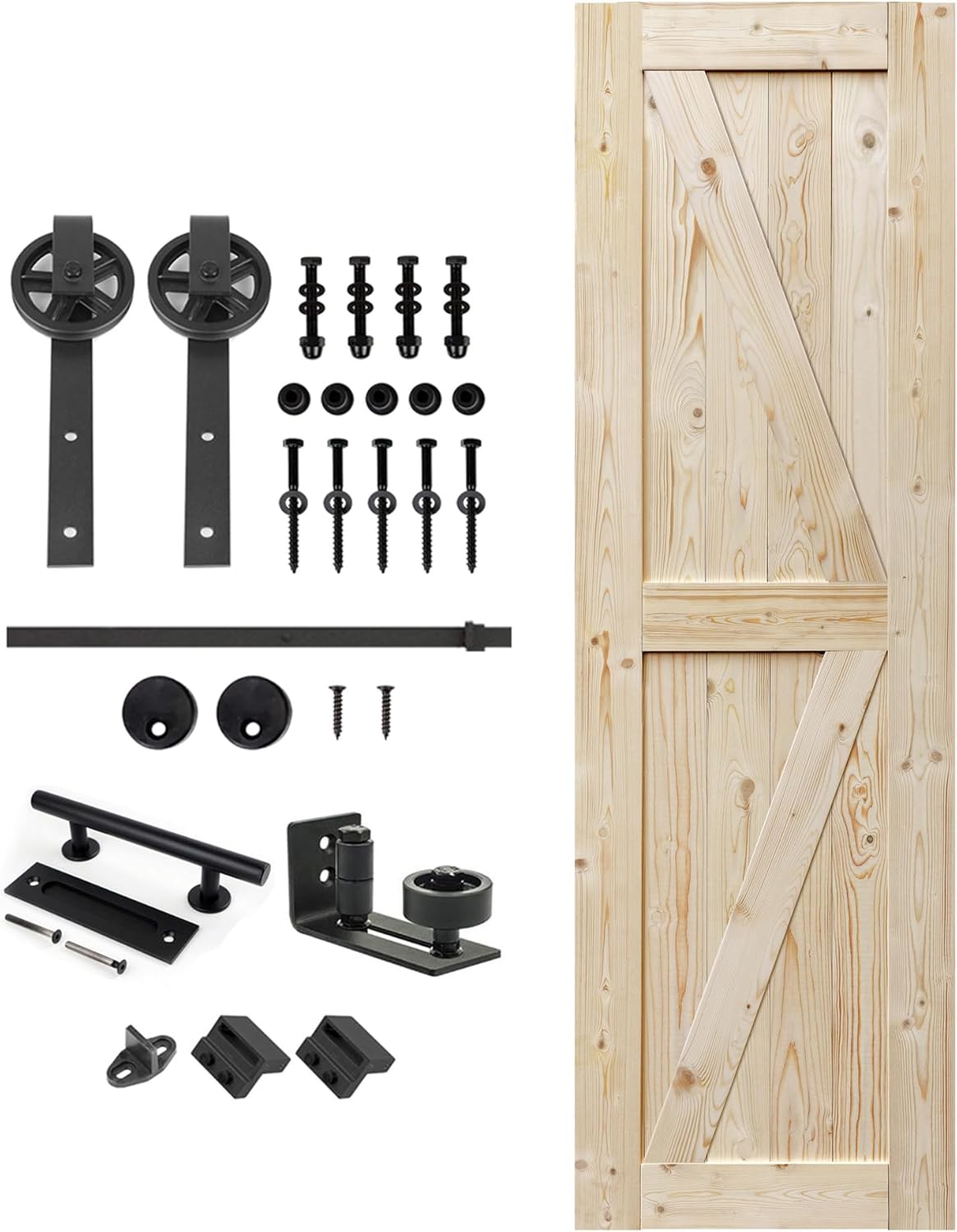 Unfinished Barn Door with Sliding Hardware Kit for Rustic Charm