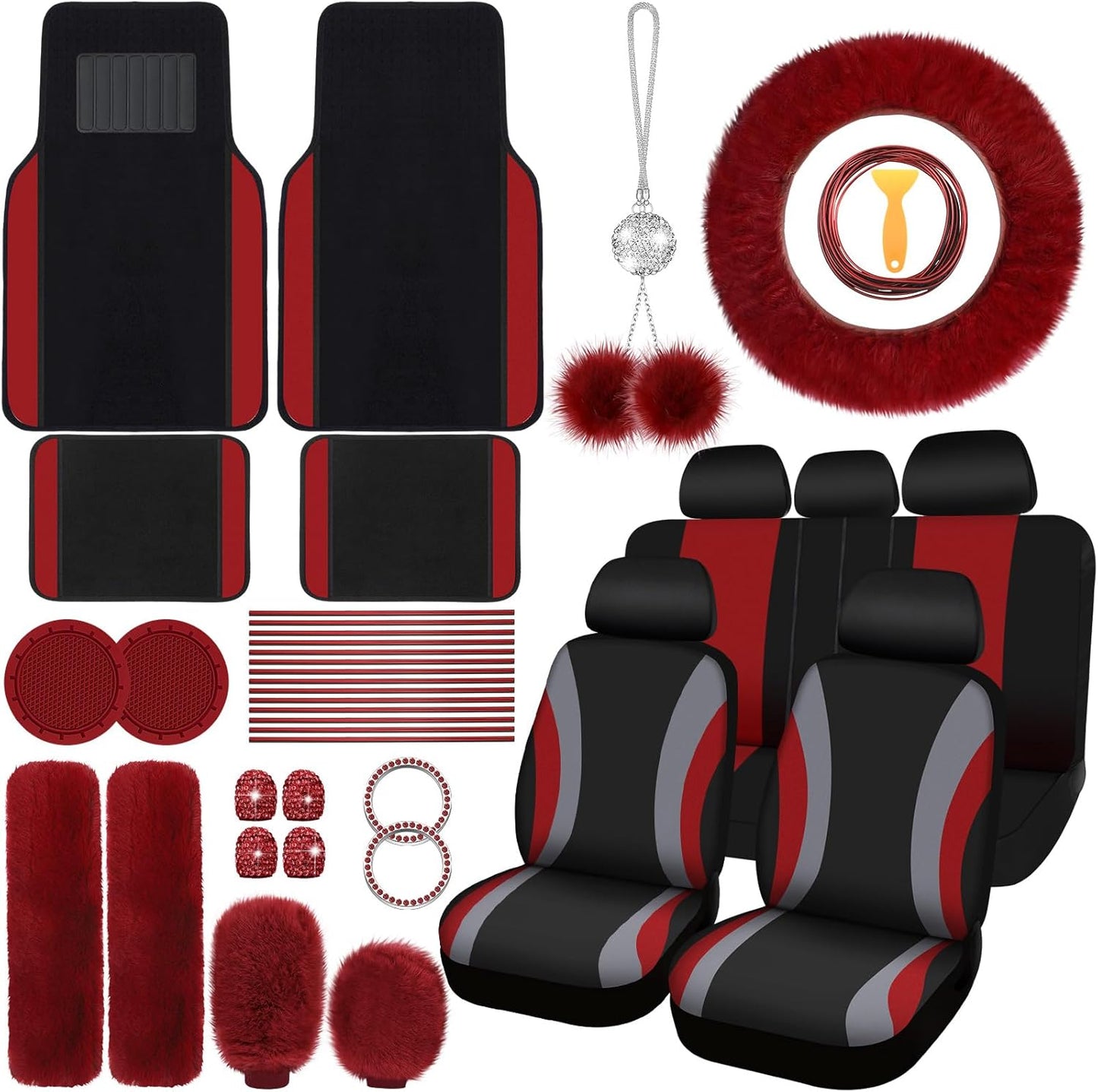 ROCEEI 47 Pcs Car Seat Cover Full Set for Stylish Interiors