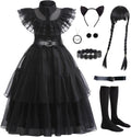 Black Dress for Kids Girls Addams Family Cosplay Outfit - Detailed