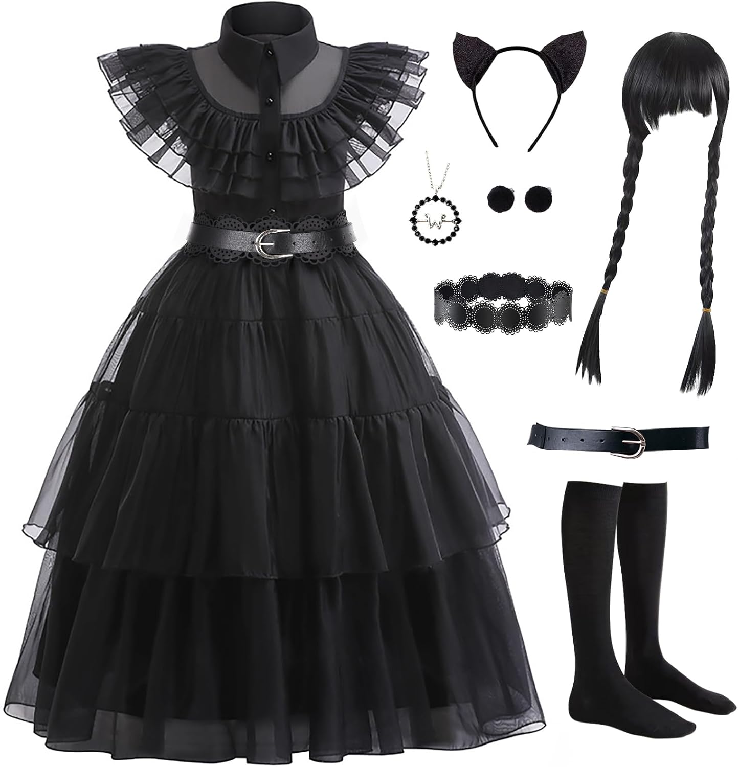 Black Dress for Kids Girls, Addams Family Cosplay Outfit