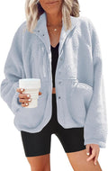 Nirovien Womens Fuzzy Fleece Jacket Button Down Sherpa (Style KV5D)