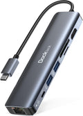 7-in-1 USB C Hub with 4K 60Hz HDMI, Ethernet & 100W PD - Compact