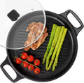 Cast Aluminum Griddle Pan 12in for Stovetop - Lightweight Grill Pan