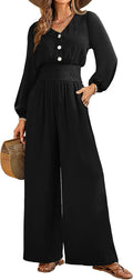 Womens Jumpsuits Long Sleeve V Neck Dressy Casual - High (Style G6C6)