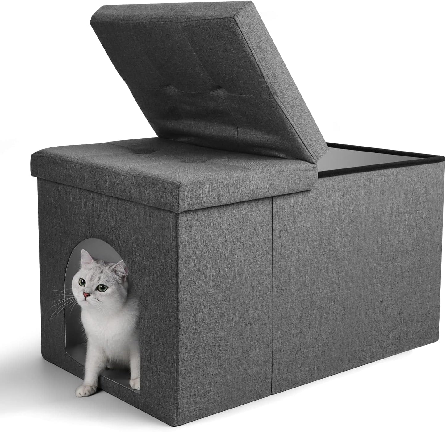 Cat Litter Box Enclosure Ottoman with Odor Control and Style