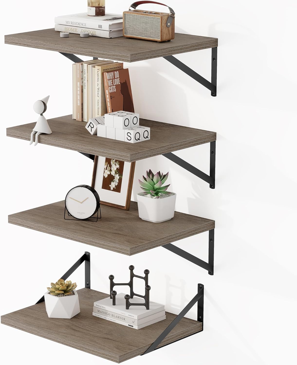 Heimlove 12 Inch Deep Floating Shelves for Wall - Set of 4