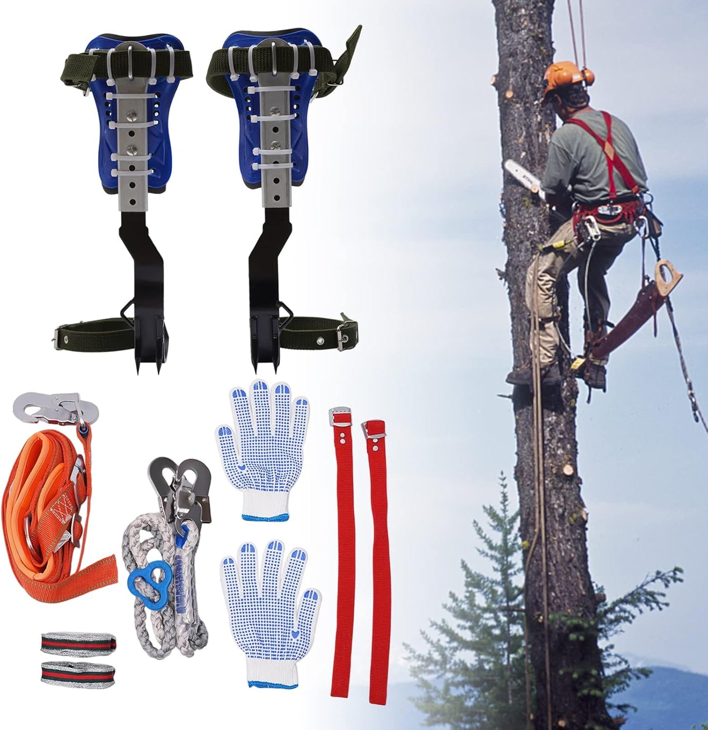 BYGOVICE Tree Climbing Set - Safe & Adjustable Spikes