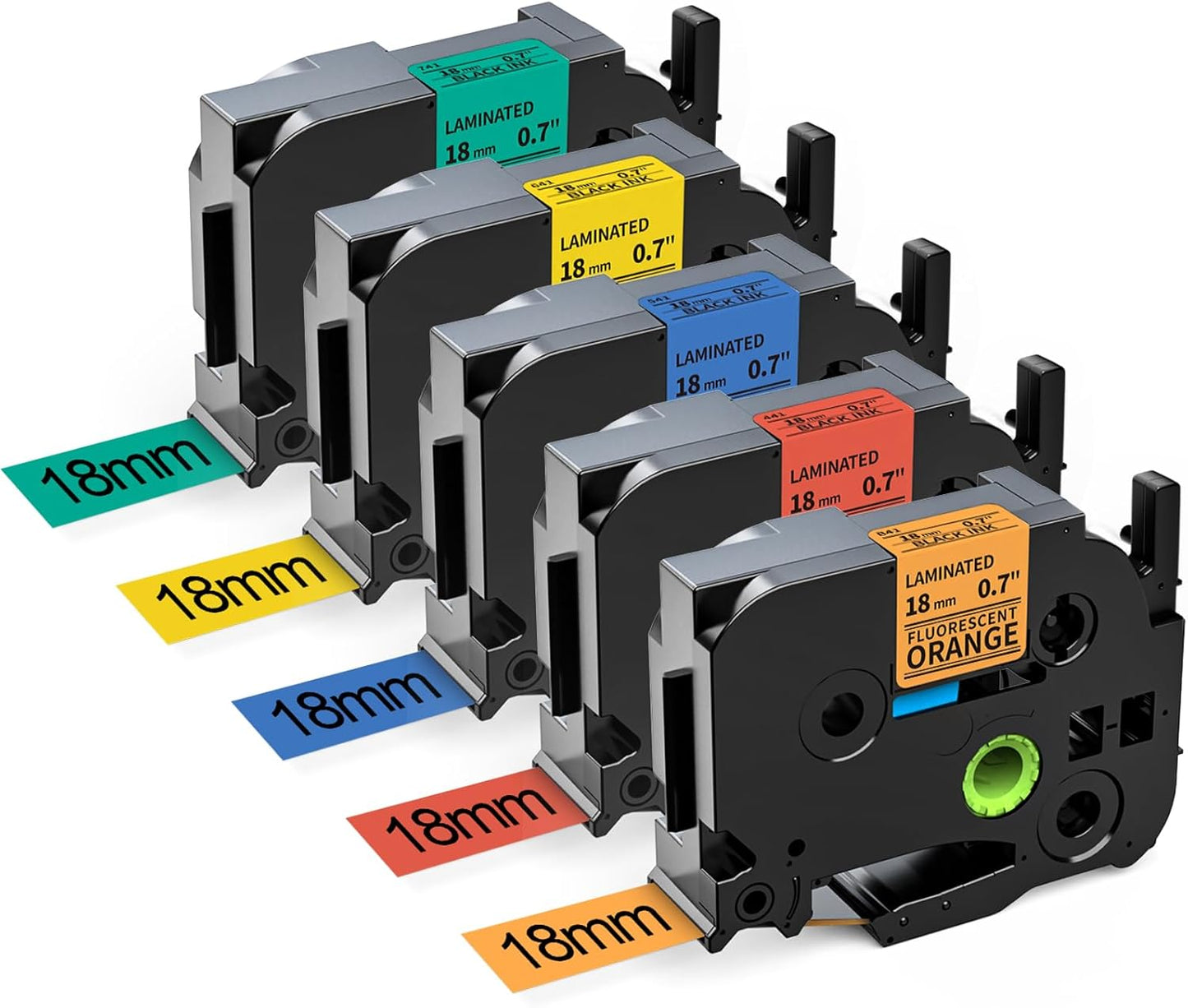 Vibrant 18mm Label Tape 5-Pack for Brother P Touch