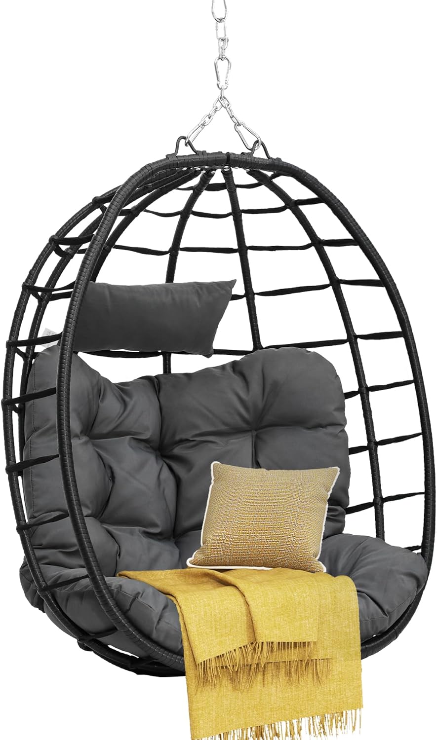 Indoor/Outdoor Egg Swing Chair with Cushions