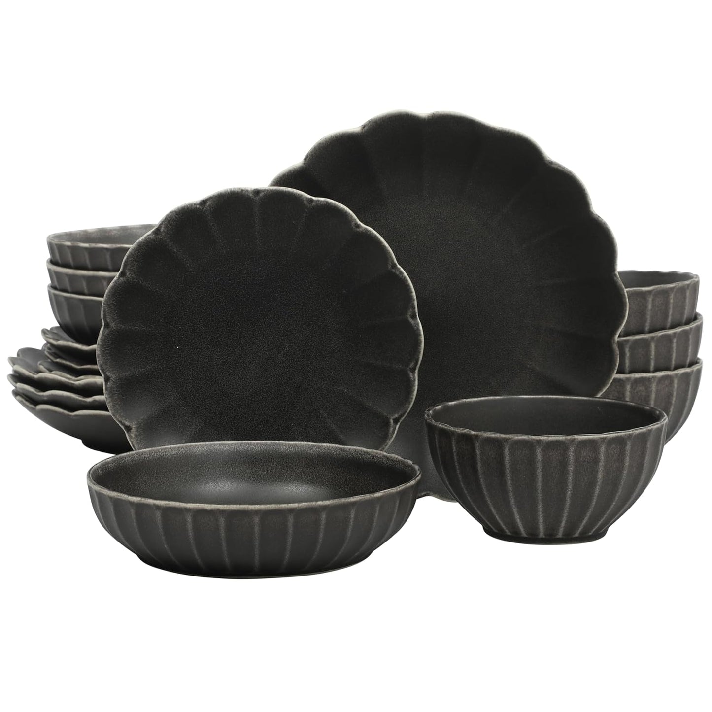 Gibson Elite Malibu Shore 16 Piece Dinnerware Set - Black
