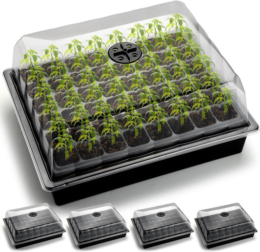 5-Pack No Drip Seed Starter Trays with Humidity Dome for Gardening