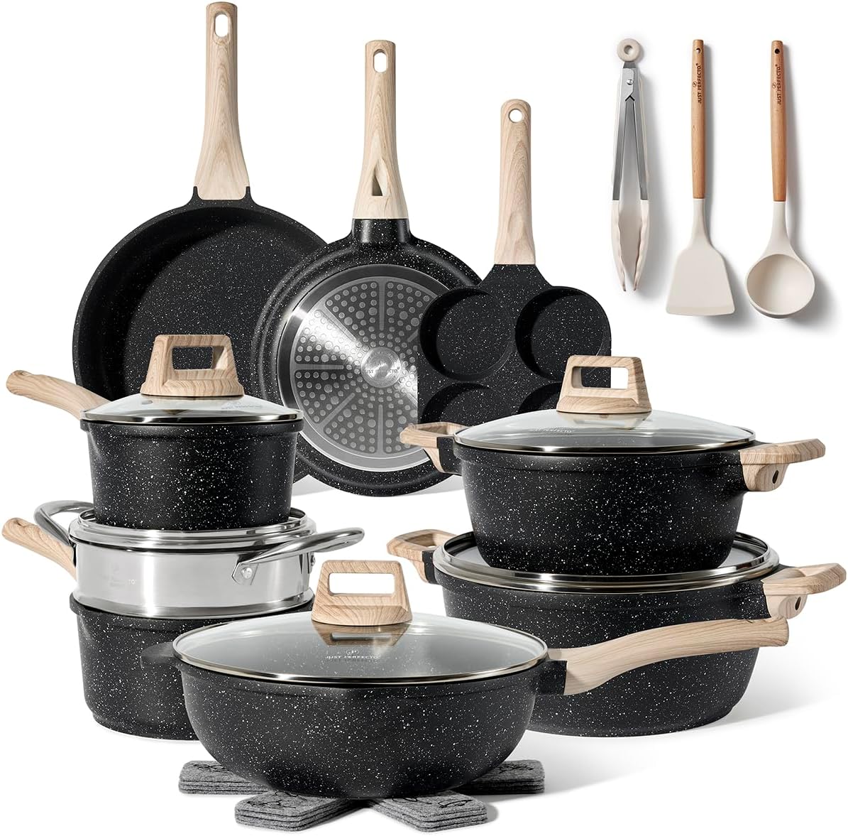 Non Stick Induction Pots and Pans Set - 21 Pcs Cookware Set