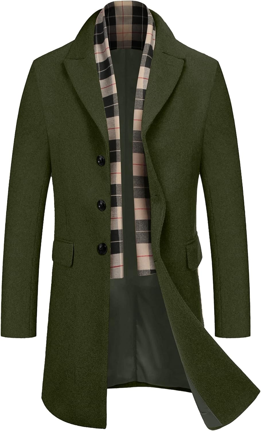 Stylish COOFANDY Men's Wool Blend Coat with Detachable Scarf