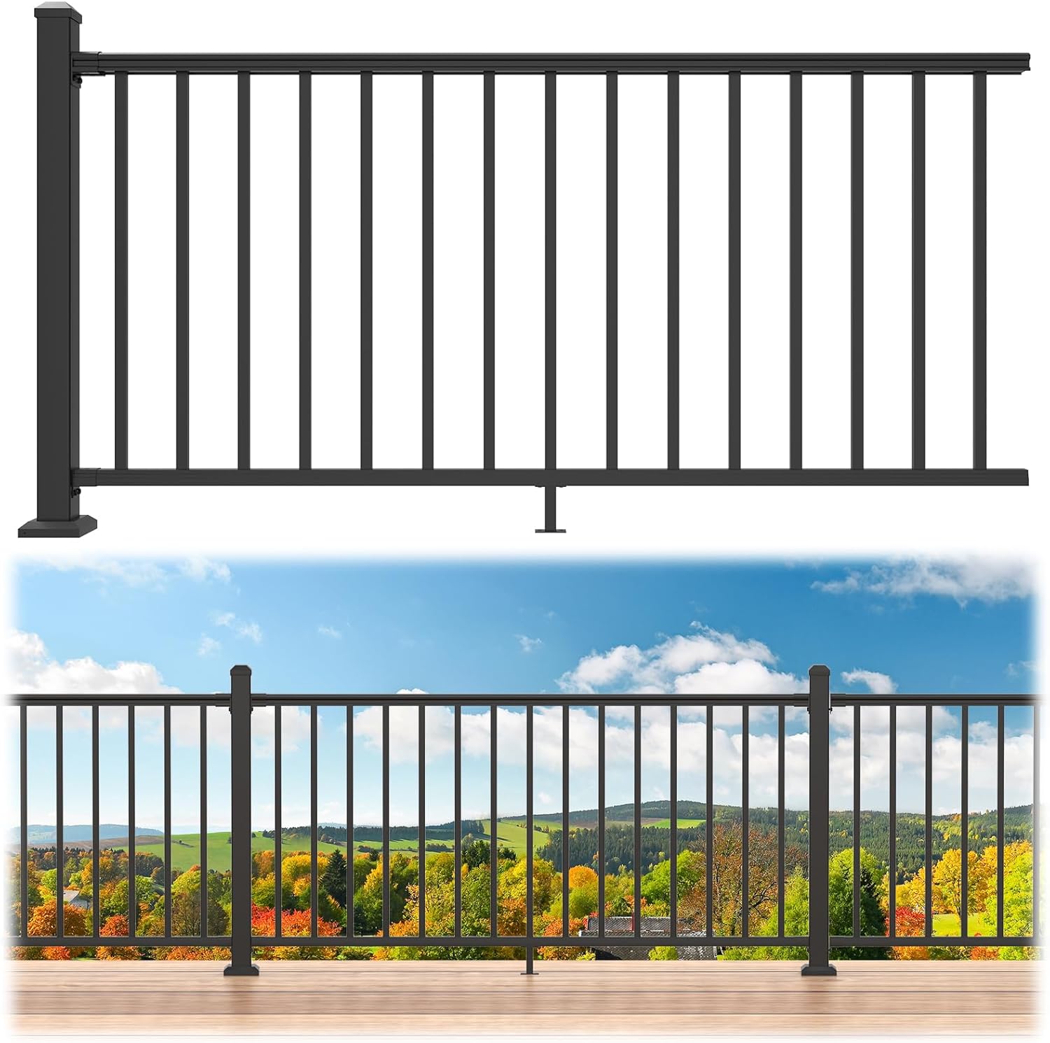 36 in. H x 6 ft. W Aluminum Railing Kit for Outdoor Spaces