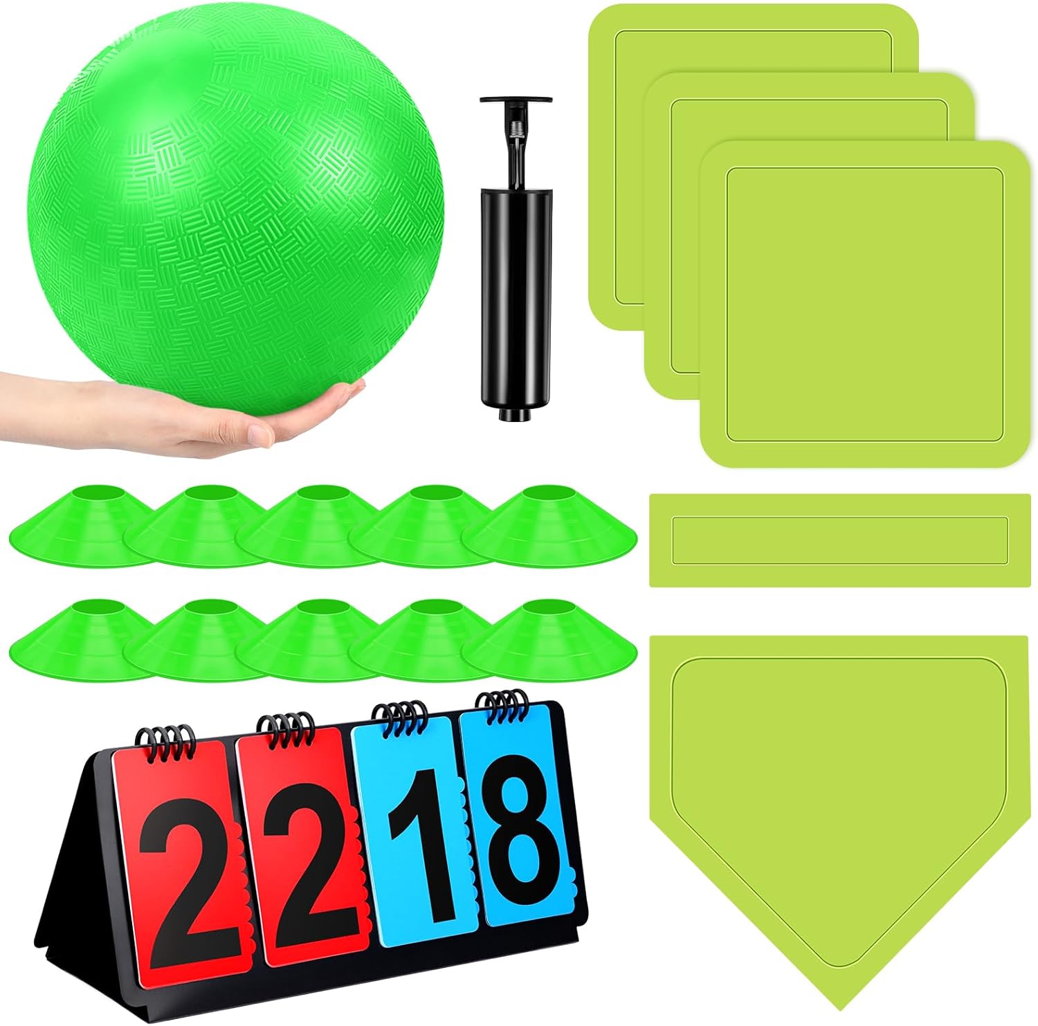 Jenaai 18 Pcs Sports Kickball Set for Fun Outdoor Games