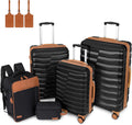 5-Piece Lightweight Luggage Set in Black Brown - 20/24/28in