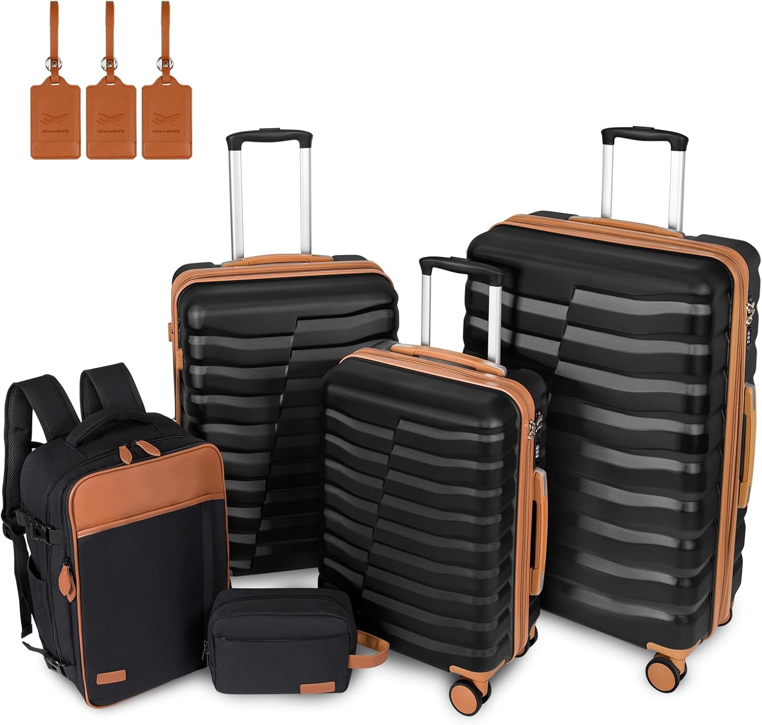 5-Piece Lightweight Luggage Set with Backpack for Travel