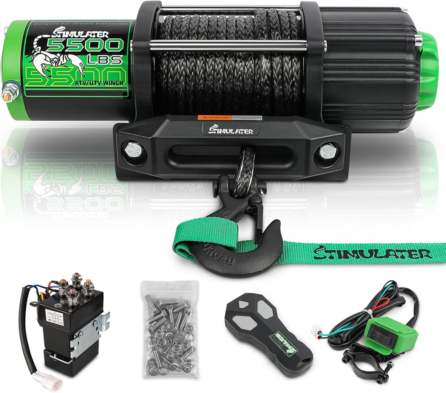 5500LB ATV UTV Winch with Synthetic Rope and Wireless Remote