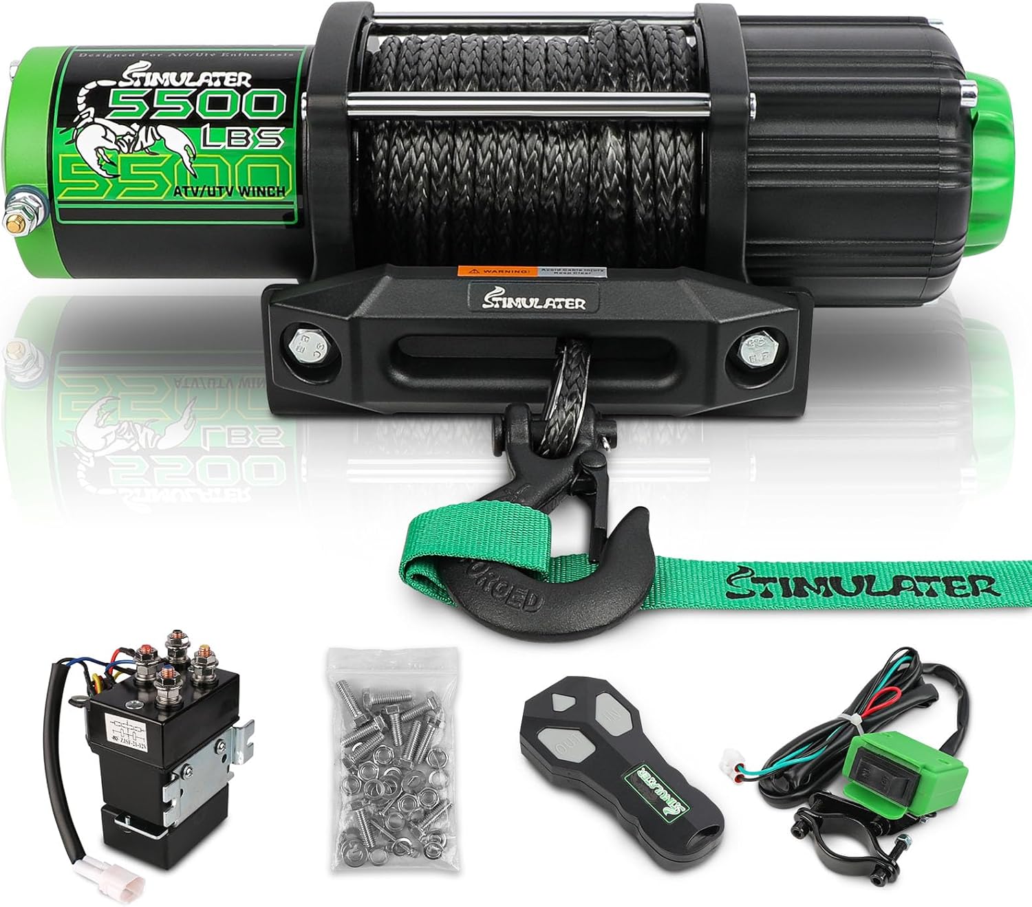 5500LB ATV UTV Winch with Synthetic Rope and Wireless Remote
