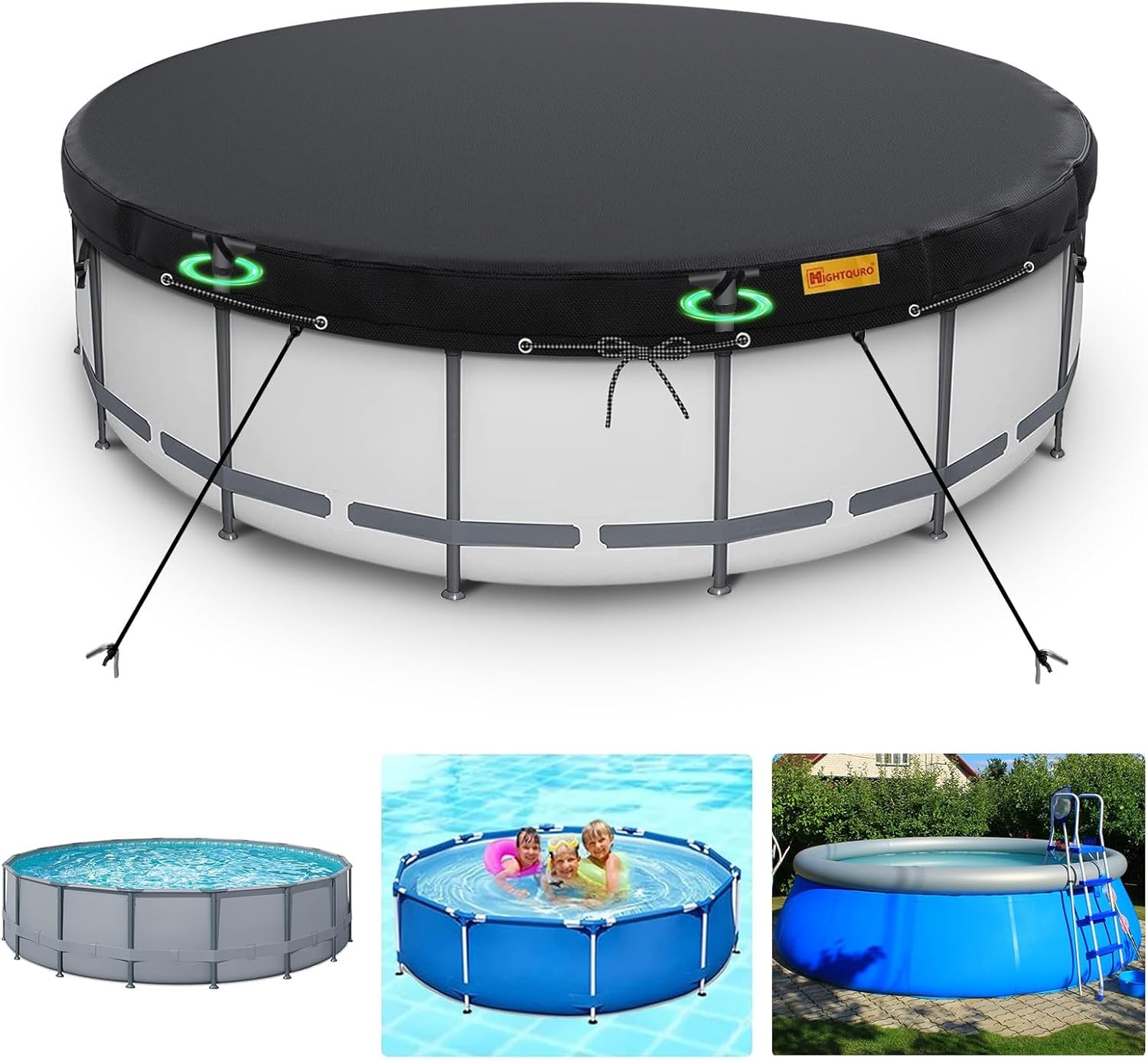 15Ft Round Pool Cover for Above Ground Pools - Heavy Duty Waterproof