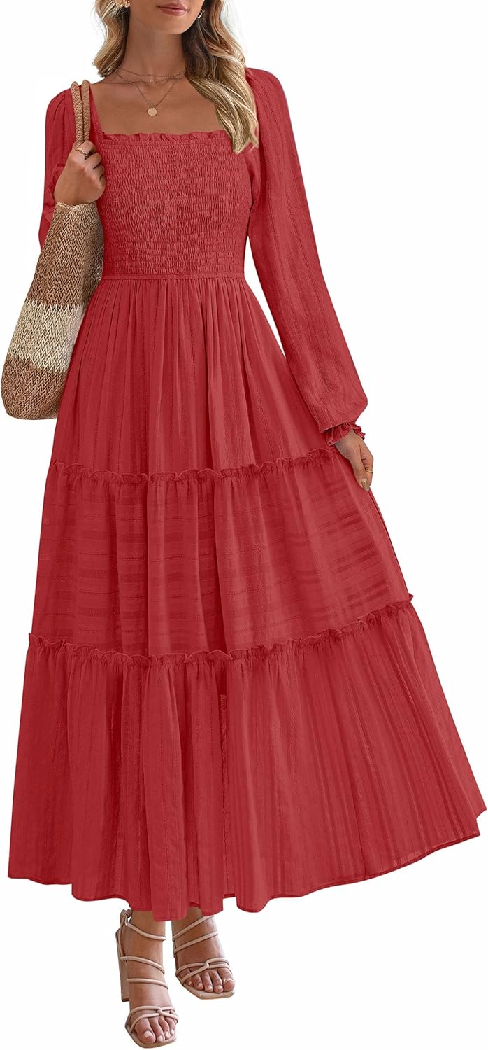 Elegant Long Sleeve Maxi Dress for Women with Pockets