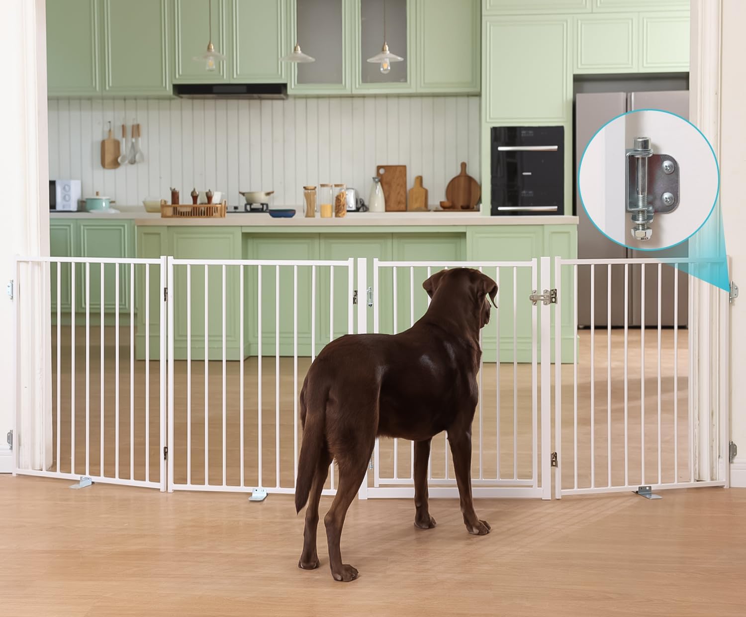 No Pawblems Free Standing Dog Gate with Door for Indoor Use