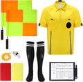 Soccer Referee Kit 6 Pcs - Complete Referee Shirt, Flags & Whistle