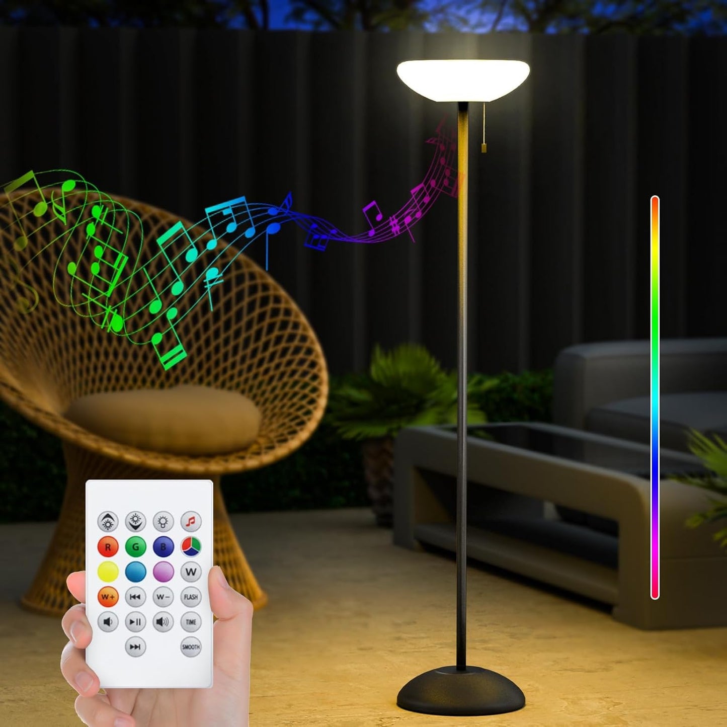 GGII Solar Outdoor Floor Lamp with Speaker and RGB Lights