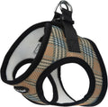 Tan Plaid Step-in Dog Harness for Small-Medium Pets - Anti-Choke