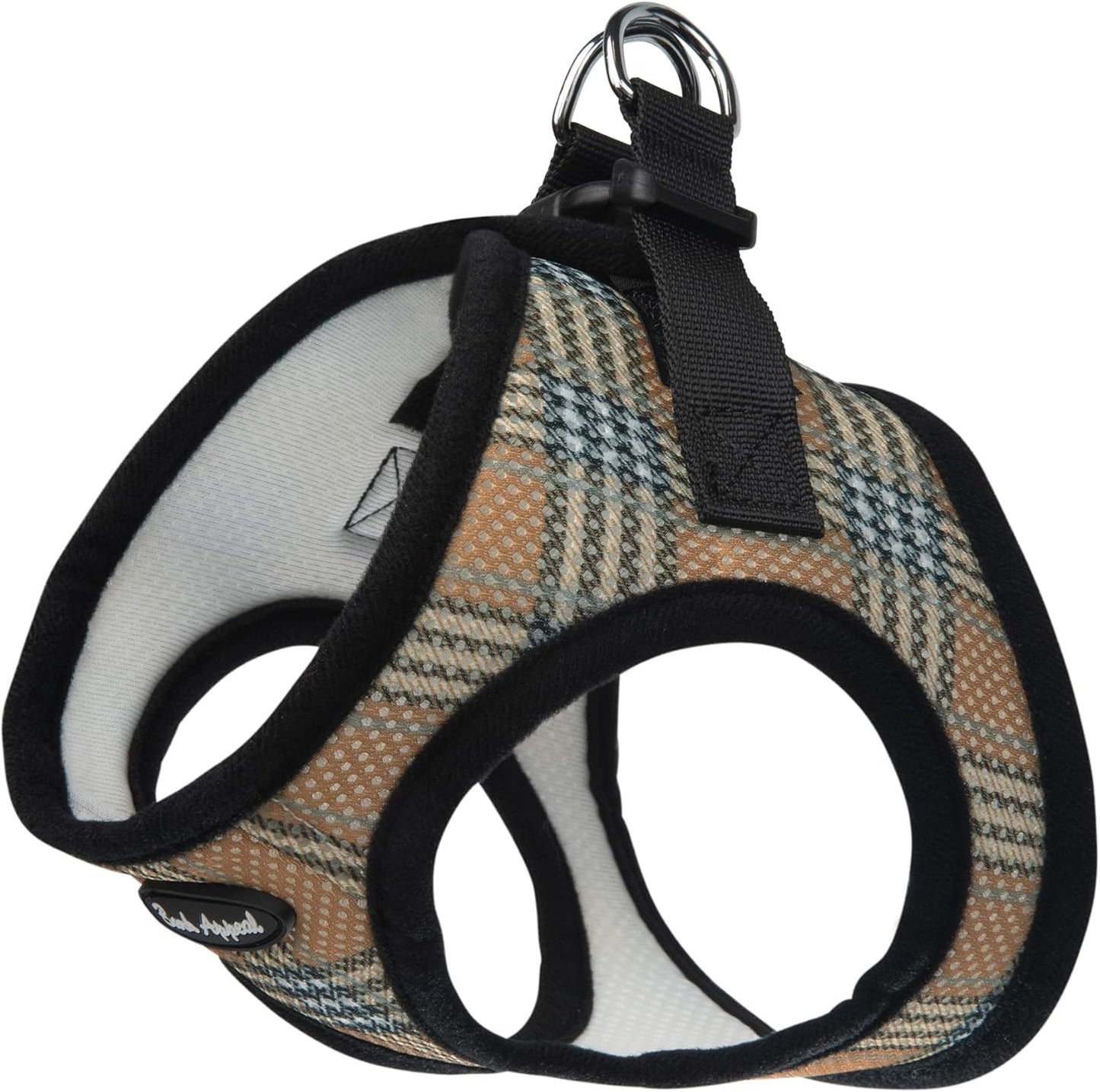 Bark Appeal Tan Plaid Step-in Dog Harness for Small-Medium Pets