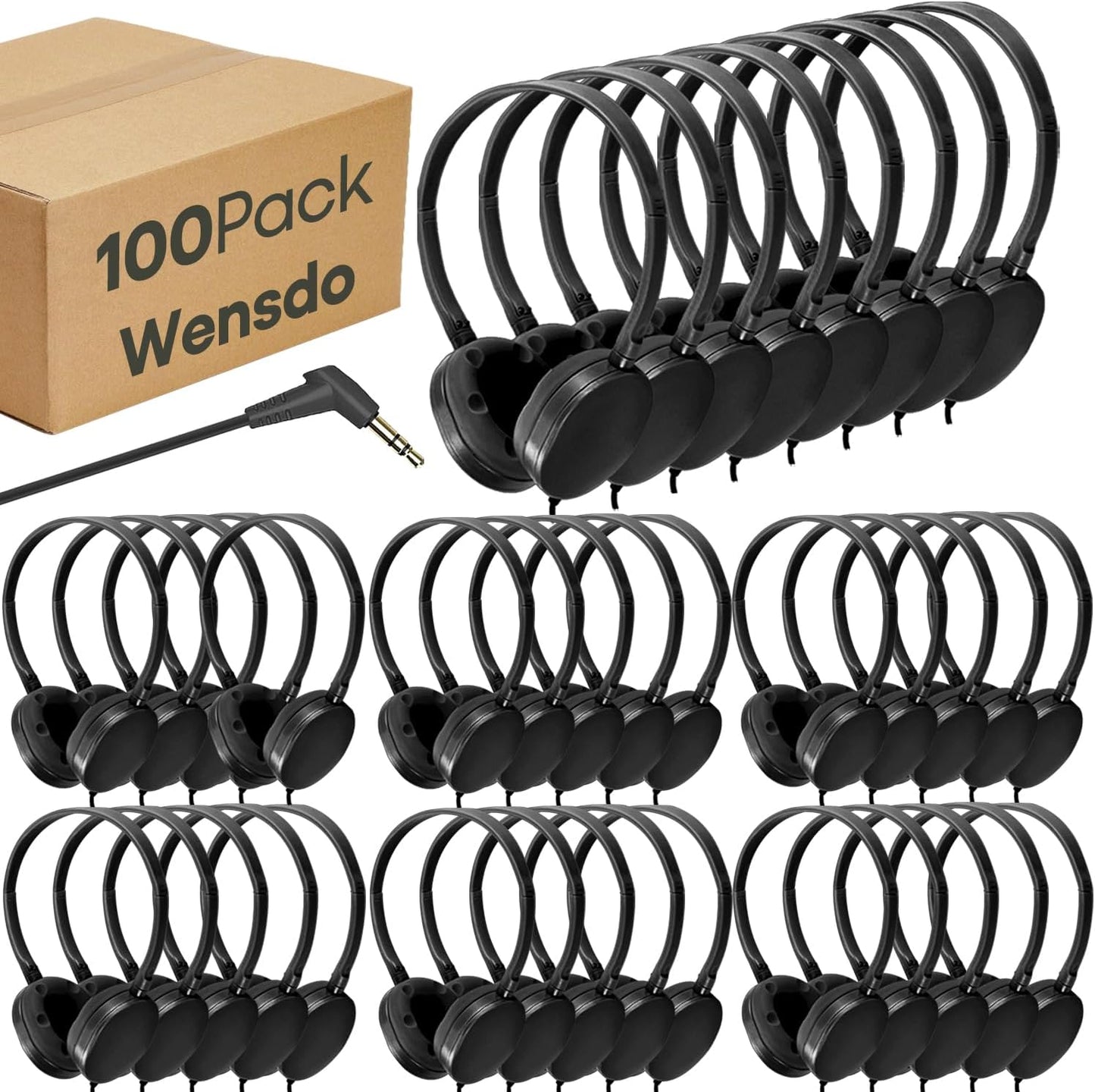 Classroom Headphones Bulk 100 Pack for School Kids K-12