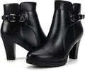 Women's Zipper Booties Chunky Stacked Heel Ankle Boots - Stylish