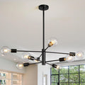 Sputnik Chandelier 8-Light Black Modern Ceiling Light - Adjustable