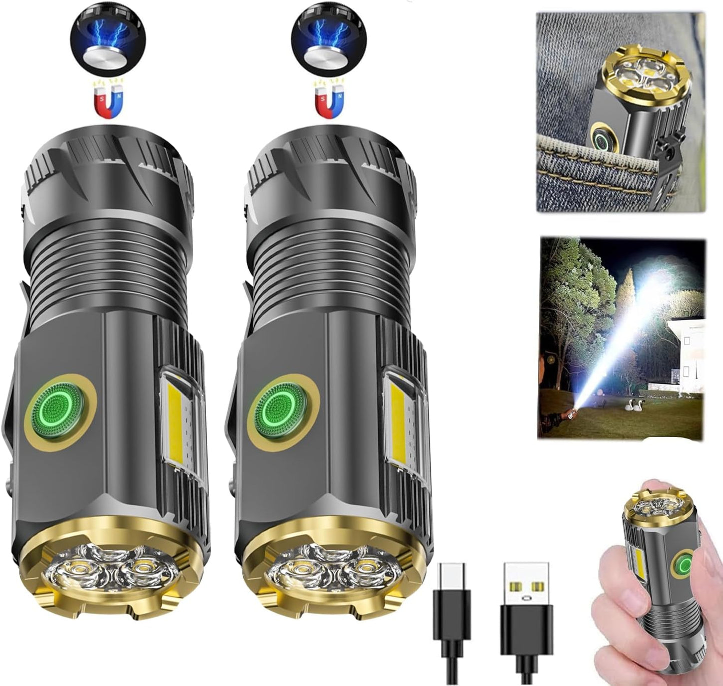 Rechargeable Mini LED Flashlight with 9000 Lumens Brightness