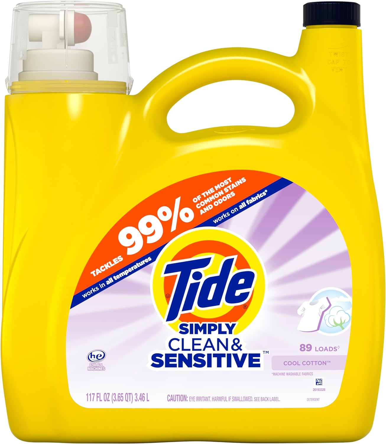 Tide Simply Clean & Sensitive, Cool Cotton Scent, 89 Loads