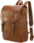Wrangler Brown Leather Laptop Backpack Purse Women and Men - Durable