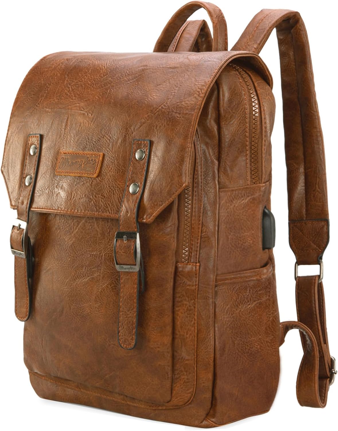Montana West Wrangler Brown Leather Laptop Backpack for All