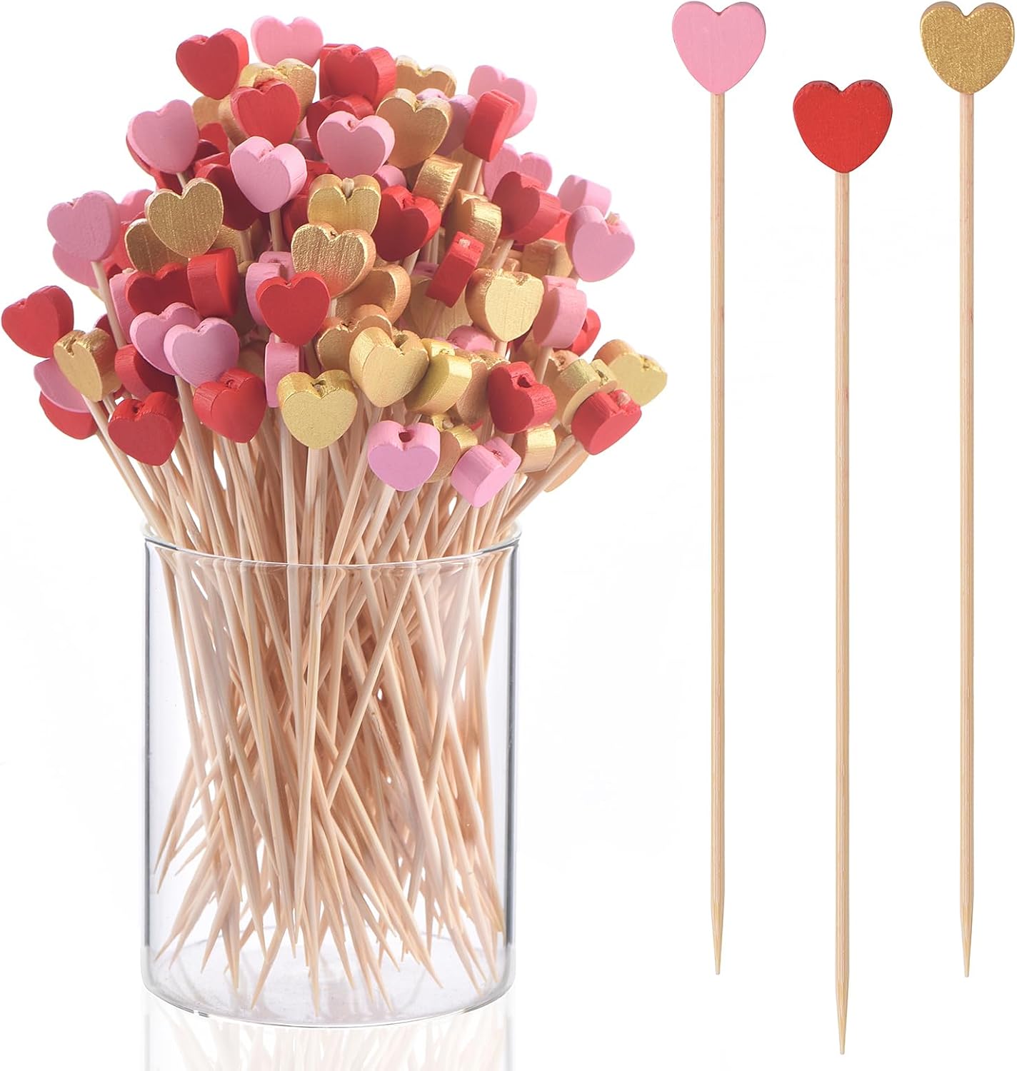 Valentines Bamboo Heart Picks - 100 Pack
