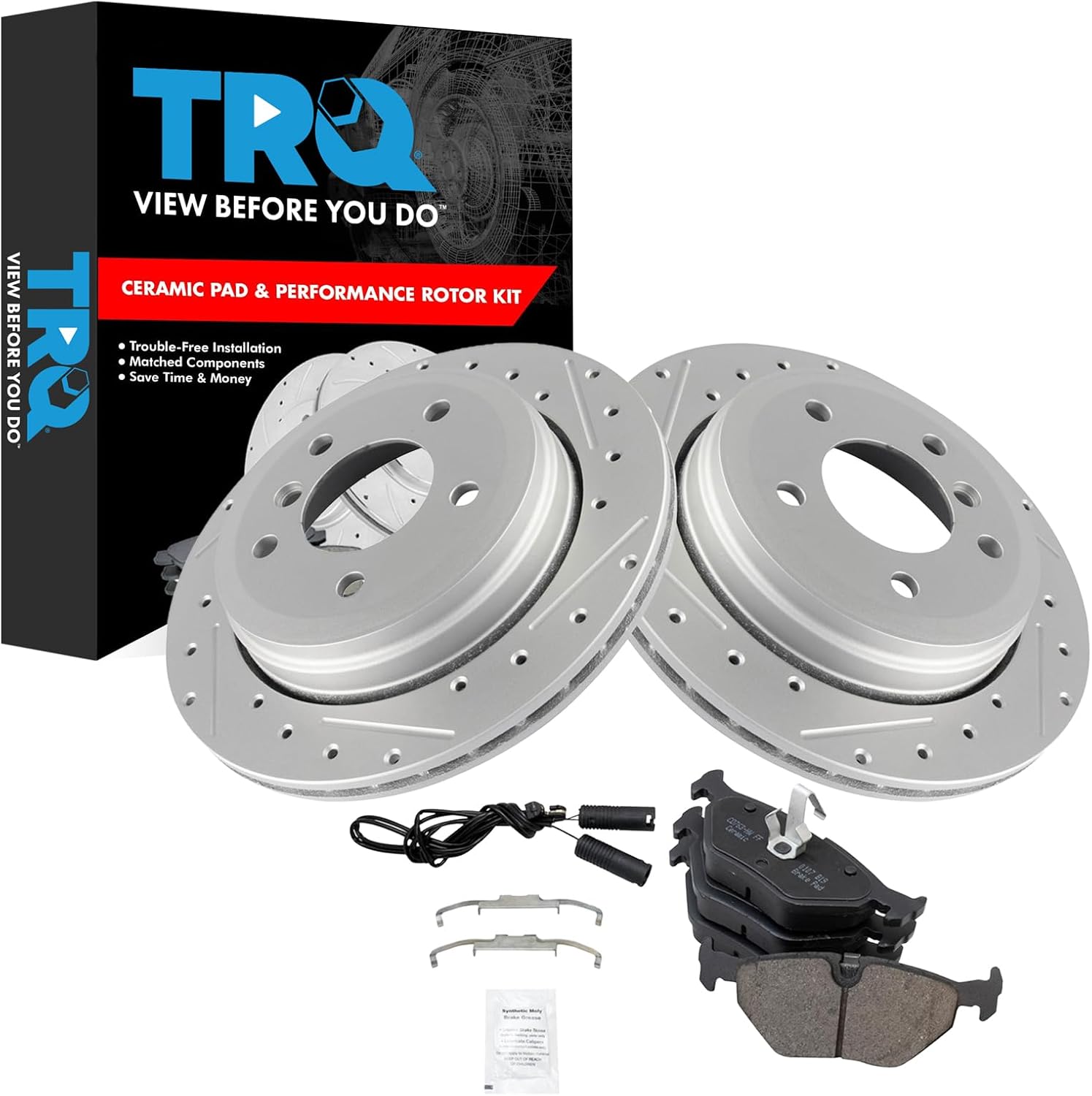 TRQ Rear Brake Pad & Rotor Kit for 2001-2005 BMW 325xi