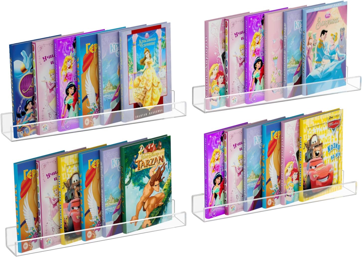 NIUBEE 24in Premium Acrylic Floating Nursery Kids Bookshelf