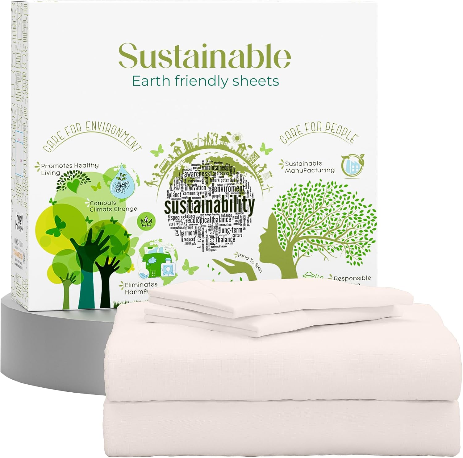 Queen Sheet Set Natural 100% Long Staple Cotton Percale Sheets